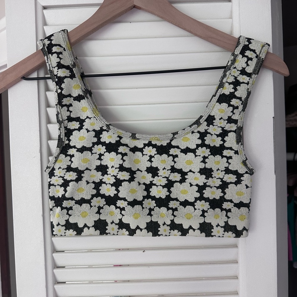 Zara Floral Black and White Crop Top